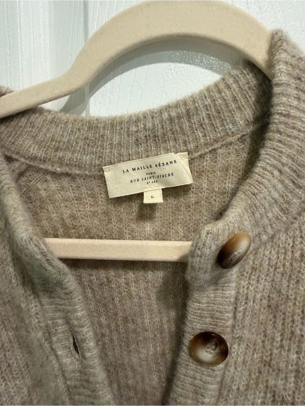 Sezane Othello Cardigan Light Beige Size Large - Picture 5 of 8